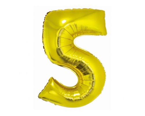 Folijas balons 76cm L - cipars 5, SMART, zelta