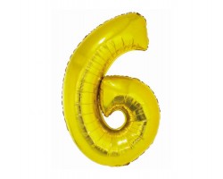 Folijas balons 76cm L - cipars 6, SMART, zelta Folijas balons 76cm L - cipars 6, SMART, zelta