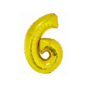 Folijas balons 76cm L - cipars 6, SMART, zelta Folijas balons 76cm L - cipars 6, SMART, zelta