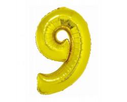Folijas balons 76cm L - cipars 9, SMART, zelta Folijas balons 76cm L - cipars 9, SMART, zelta