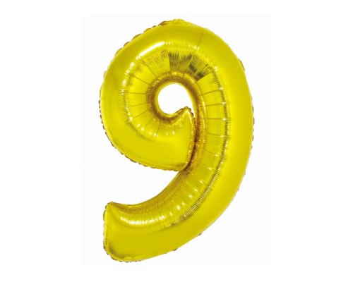 Folijas balons 76cm L - cipars 9, SMART, zelta