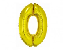 Folijas balons 76cm XL - cipars 0, SMART, zelta