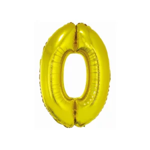 Folijas balons 76cm L - cipars 0, SMART, zelta Folijas balons 76cm L - cipars 0, SMART, zelta