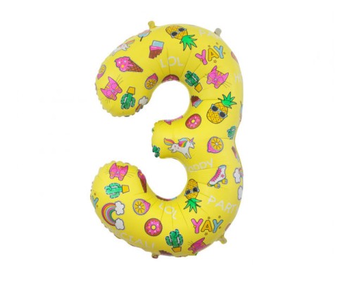 Folijas balons 78cm L - cipars 3, "Special Party"