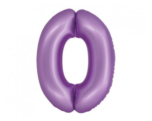Folijas balons 76cm L - cipars 0, lavandas, matēts