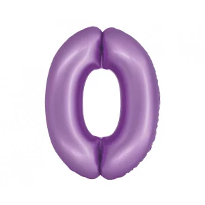 Folijas balons 76cm L - cipars 0, lavandas, matēts Folijas balons 76cm L - cipars 0, lavandas, matēts