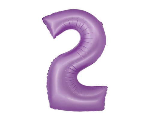 Folijas balons 76cm L - cipars 2, lavandas, matēts