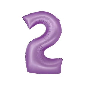 Folijas balons 76cm L - cipars 2, lavandas, matēts Folijas balons 76cm L - cipars 2, lavandas, matēts