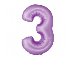 Folijas balons 76cm L - cipars 3, lavandas, matēts