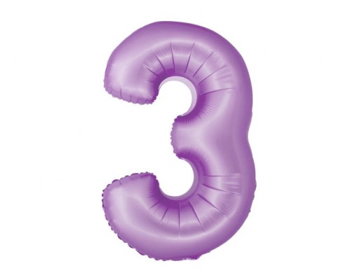 Folijas balons 76cm L - cipars 3, lavandas, matēts