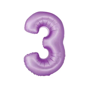 Folijas balons 76cm L - cipars 3, rozā, satīna Folijas balons 76cm L - cipars 3, rozā, satīna