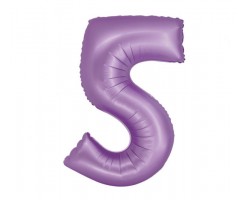 Folijas balons 76cm L - cipars 5, lavandas, matēts