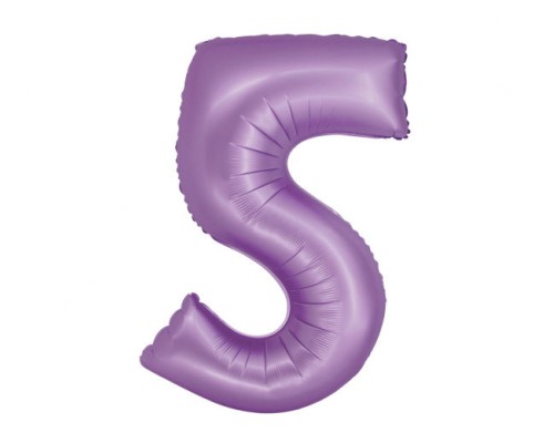 Folijas balons 76cm L - cipars 5, lavandas, matēts