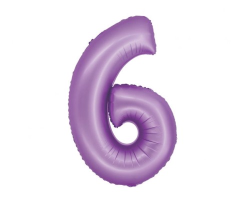 Folijas balons 76cm L - cipars 6, lavandas, matēts