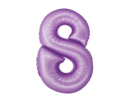 Folijas balons 76cm L - cipars 8, lavandas, matēts