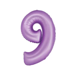 Folijas balons 76cm L - cipars 9, lavandas, matēts Folijas balons 76cm L - cipars 9, lavandas, matēts