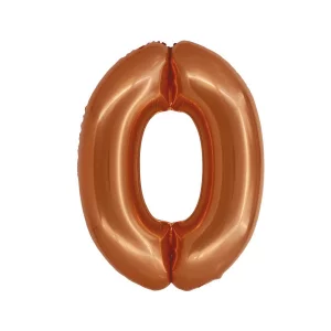 Folijas balons 76cm L - cipars 0, brūns, vara, matēts Folijas balons 76cm L - cipars 0, brūns, vara, matēts