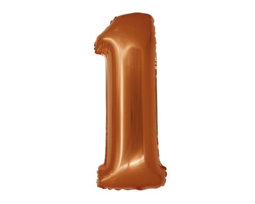 Folijas balons 76cm L - cipars 1, brūns, vara, matēts