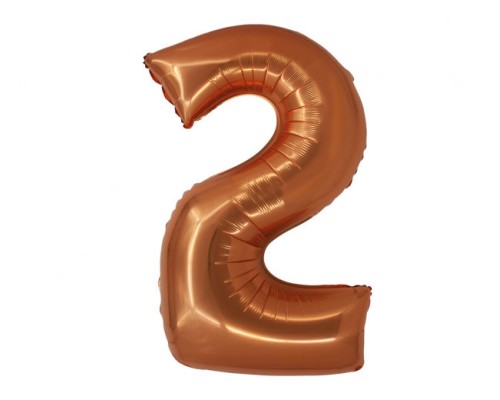 Folijas balons 76cm L - cipars 2, brūns, vara, matēts