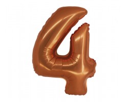Folijas balons 76cm L - cipars 4, brūns, vara, matēts