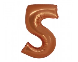 Folijas balons 76cm L - cipars 5, brūns, vara, matēts