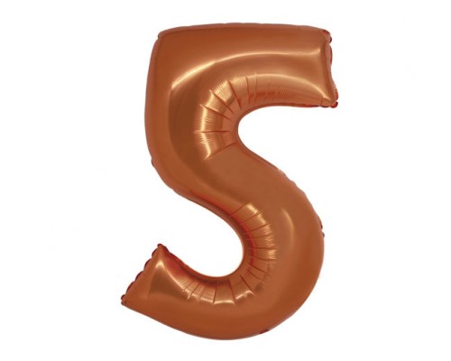 Folijas balons 76cm L - cipars 5, brūns, vara, matēts