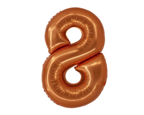Folijas balons 76cm L - cipars 8, brūns, vara, matēts