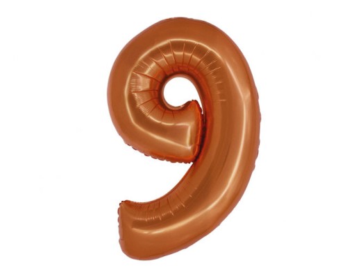 Folijas balons 76cm L - cipars 9, brūns, vara, matēts
