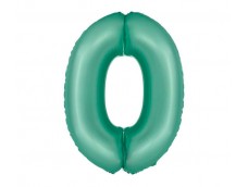 Folijas balons 76cm XL - cipars 0, zaļš, mint, matēts