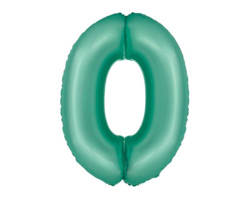 Folijas balons 76cm L - cipars 0, zaļš, mint, matēts
