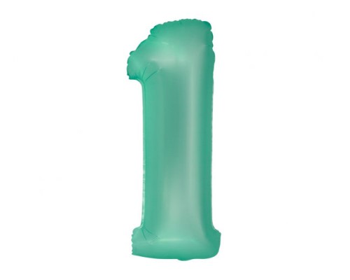 Folijas balons 76cm L - cipars 1, zaļš, mint, matēts