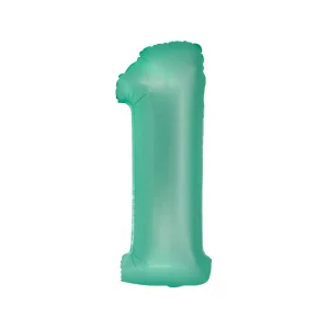 Folijas balons 76cm L - cipars 1, zaļš, mint, matēts