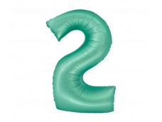 Folijas balons 76cm XL - cipars 2, zaļš, mint, matēts