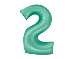 Folijas balons 76cm L - cipars 2, zaļš, mint, matēts Folijas balons 76cm L - cipars 2, zaļš, mint, matēts