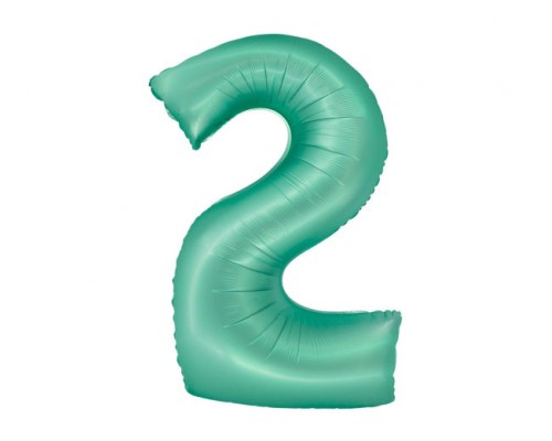 Folijas balons 76cm L - cipars 2, zaļš, mint, matēts