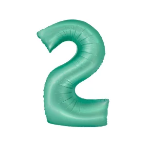 Folijas balons 76cm L - cipars 2, zaļš, mint, matēts Folijas balons 76cm L - cipars 2, zaļš, mint, matēts