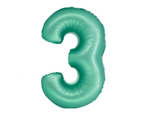 Folijas balons 76cm L - cipars 3, zaļš, mint, matēts