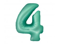 Folijas balons 76cm XL - cipars 4, zaļš, mint, matēts