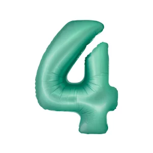 Folijas balons 76cm L - cipars 4, zaļš, mint, matēts Folijas balons 76cm L - cipars 4, zaļš, mint, matēts