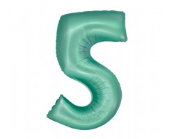 Folijas balons 76cm L - cipars 5, zaļš, mint, matēts Folijas balons 76cm L - cipars 5, zaļš, mint, matēts