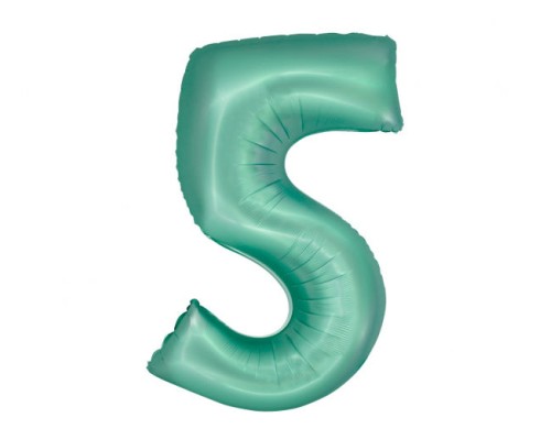 Folijas balons 76cm L - cipars 5, zaļš, mint, matēts