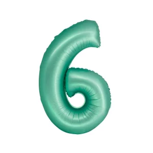 Folijas balons 76cm L - cipars 6, zaļš, mint, matēts Folijas balons 76cm L - cipars 6, zaļš, mint, matēts