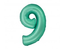 Folijas balons 76cm XL - cipars 9, zaļš, mint, matēts