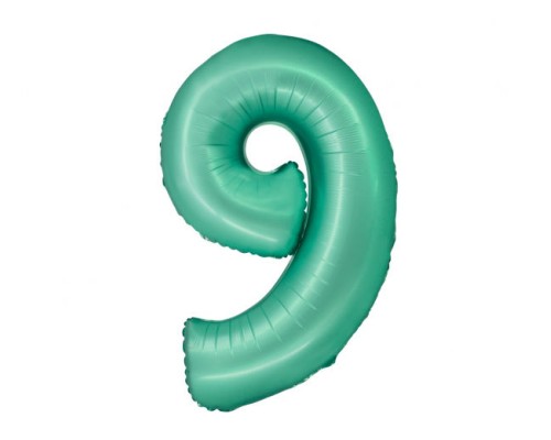 Folijas balons 76cm L - cipars 9, zaļš, mint, matēts