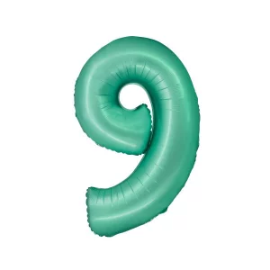 Folijas balons 76cm L - cipars 9, zaļš, mint, matēts Folijas balons 76cm L - cipars 9, zaļš, mint, matēts