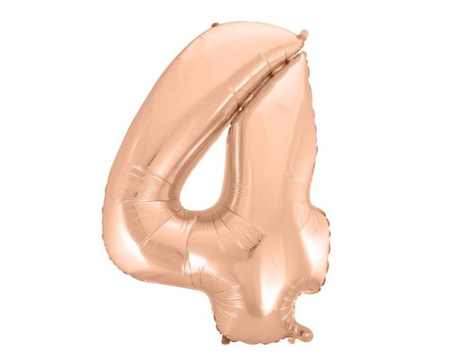 Folijas balons 92cm XXL - cipars 4, zelta, rozā Folijas balons 92cm XXL - cipars 4, zelta, rozā