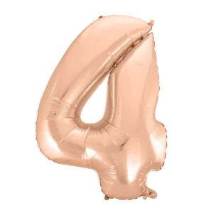Folijas balons 92cm XXL - cipars 4, zelta, rozā Folijas balons 92cm XXL - cipars 4, zelta, rozā