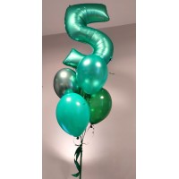 Hēlija cipars 5 hēlija balonu pušķī