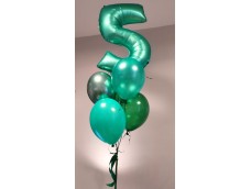 Hēlija cipars 5 hēlija balonu pušķī