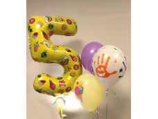 Hēlija cipars un 3 apdrukas baloni